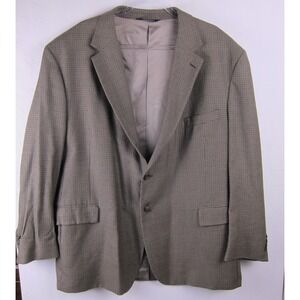 Jos. A. Bank Mens Wool Cashmere Blazer Herringbone Brown Size 52R